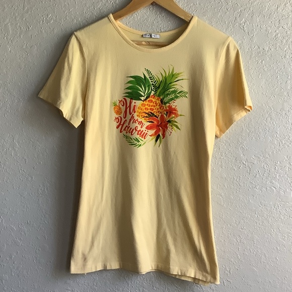 Aloha Vibes Yellow Graphic Tee - Picture 1 of 7